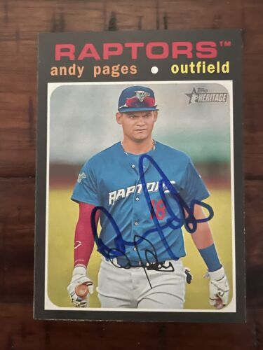 Andy Pages Los Angeles Dodgers 2020 Topps Heritage Minors Autograph Signed Card 海外 即決の画像1
