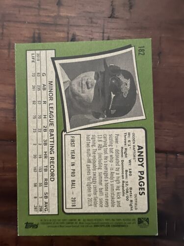 Andy Pages Los Angeles Dodgers 2020 Topps Heritage Minors Autograph Signed Card 海外 即決の画像2