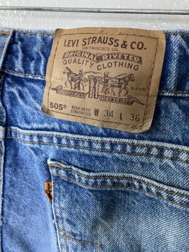 Levi Strauss 505 Regular Straight Leg 34x36 Super Rare Orange Tab Jeans 23-31 海外 即決