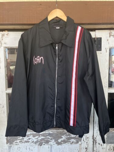 Vintage KORN johnny suede music jacket 90s lightweight band music merch L/XL 海外 即決_Vintage KORN johnn 1