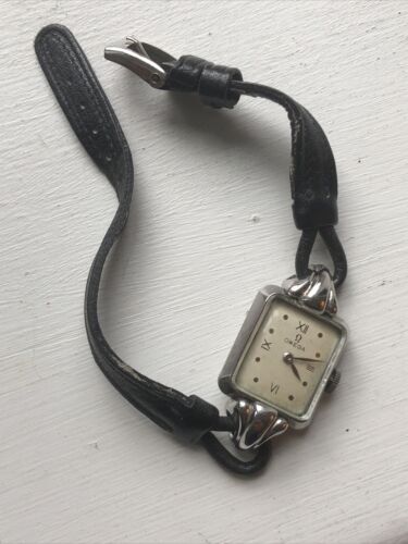 Rectangular Ladies Omega Wristwatch Italian strap, works! VTG Mechanical Watch 海外 即決_Rectangular Ladies 8