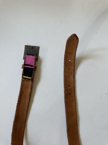 Lands End Guatemalan Belt Sz 34 Embroidered Leather Metal Buckle Woven 海外 即決_Lands End Guatemal 3