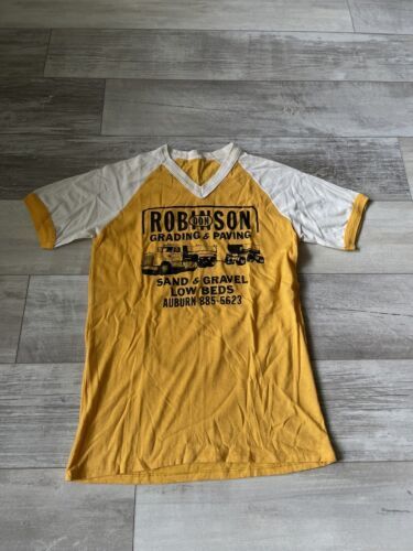 Vintage 80s Robinson Don Trucking Advertisement T Shirt Men’s Size Large Yellow 海外 即決_Vintage 80s Robins 1