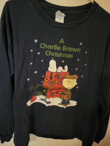 Peanuts Charlie Brown Christmas Size XL Blue L Sleeve 28 L 26 Across Front Chest 海外 即決_Peanuts Charlie Br 8
