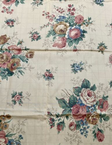 Vintage Joan Kessler Concord Tan Pink Floral Cotton Chintz Fabric 39”L X 44”W 海外 即決_Vintage Joan Kessl 3