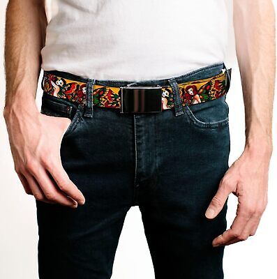 Buckle-Down Men's Web Belt Tattoo Johnny Butterfly Girl, Multicolor, 1.25" Wide- 海外 即決_Buckle-Down Mens 2