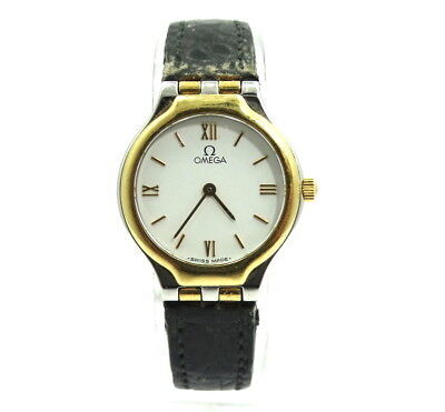 Ladies OMEGA DEVILLE 18k Gold Stainless Steel Leather Band Watch 595 0101 0901 海外 即決_Ladies OMEGA DEVIL 2
