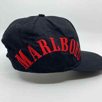 Vintage Marlboro Snapback Hat Black Red Side Spell Out Bronco Cowboy 海外 即決_Vintage Marlboro S 4