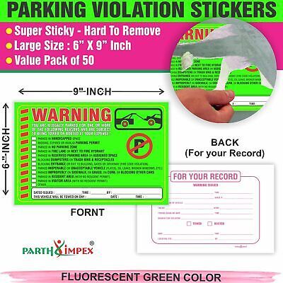 Parking Violation Stickers Notice (Pack of 50) Tow Warning You are illegally ... 海外 即決_Parking Violation 2
