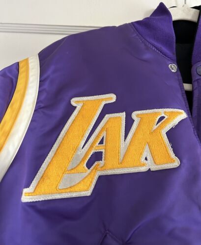 Vintage Starter Los Angeles Lakers Satin Reversible Bomber Jacket Size Small 海外 即決_Vintage Starter Lo 4