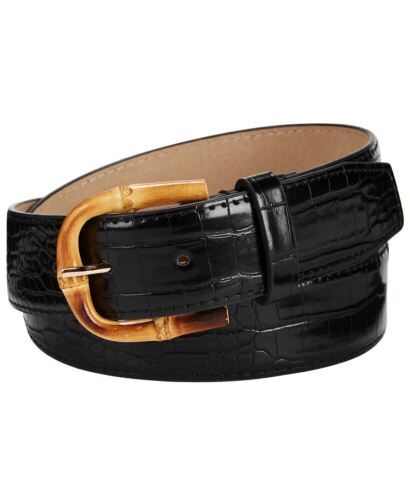 Steve Madden Mens Croc-embossed Faux Leather Belt Black Large 海外 即決_Steve Madden Mens 1