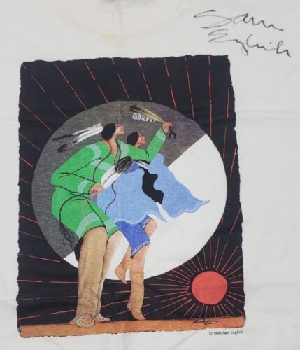 Sam English Art Signed 1995 Native American Indian Medicine Man TShirt XL VTG 海外 即決_Sam English Art Si 1
