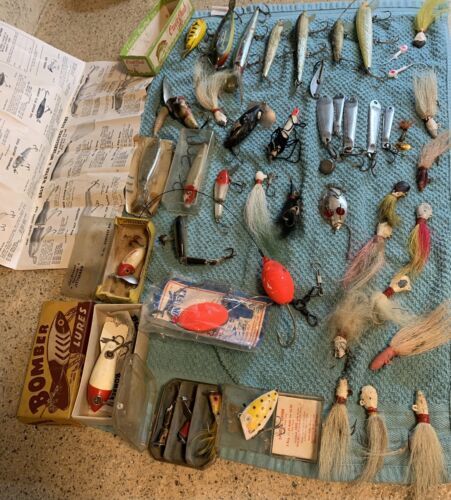 LARGE LOT OR FISHING LURES, 50 TOTAL. MULTI SIZE Probably 1960’s Attic Find 海外 即決_LARGE LOT OR FISHI 1