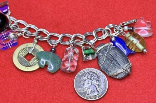Chinese Good Luck Sterling Silver Bracelet Semi Precious Stone 80g. Trilobite 海外 即決_Chinese Good Luck 5