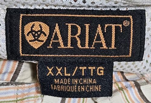 Ariat Long Sleeve Plaid Button-Down Shirt Mens 2XL Embroidered Logo Pocket Tan 海外 即決_Ariat Long Sleeve 3