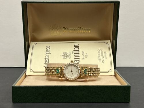 Rare Vintage Hamilton Women’s Analog Wristwatch 14kt, Diamonds, Emeralds 8390a 海外 即決_Rare Vintage Hamil 1