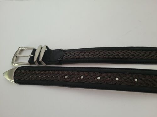 Tommy Bahama Leather Belt Black Brown Weave Size 38 Excellent 海外 即決_Tommy Bahama Leath 3