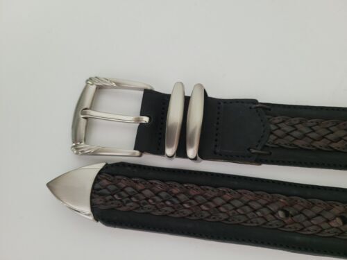Tommy Bahama Leather Belt Black Brown Weave Size 38 Excellent 海外 即決_Tommy Bahama Leath 2