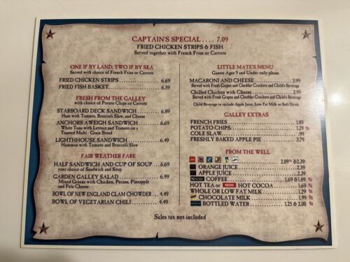 Disney Magic Kingdom Columbia Harbor House Restaurant Menu Park Prop Rare 2000 海外 即決_Disney Magic Kingd 1