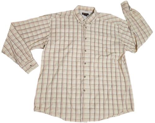 Ariat Long Sleeve Plaid Button-Down Shirt Mens 2XL Embroidered Logo Pocket Tan 海外 即決_Ariat Long Sleeve 1