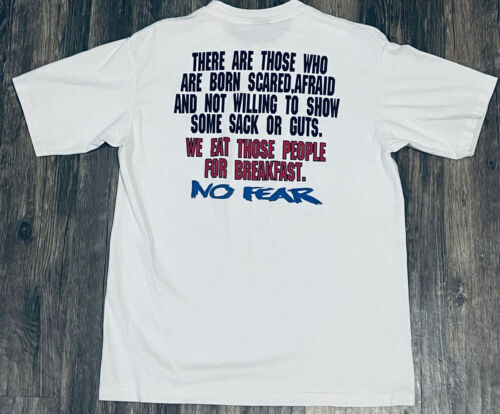 VTG No Fear Gear Mens White Shirt Size L No Sack Or Guts Single Stitch 海外 即決_VTG No Fear Gear M 1