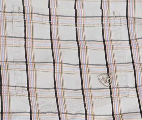 Ariat Long Sleeve Plaid Button-Down Shirt Mens 2XL Embroidered Logo Pocket Tan 海外 即決_Ariat Long Sleeve 6