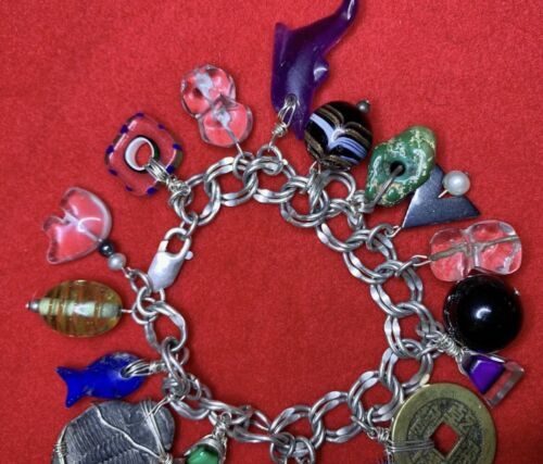 Chinese Good Luck Sterling Silver Bracelet Semi Precious Stone 80g. Trilobite 海外 即決_Chinese Good Luck 3