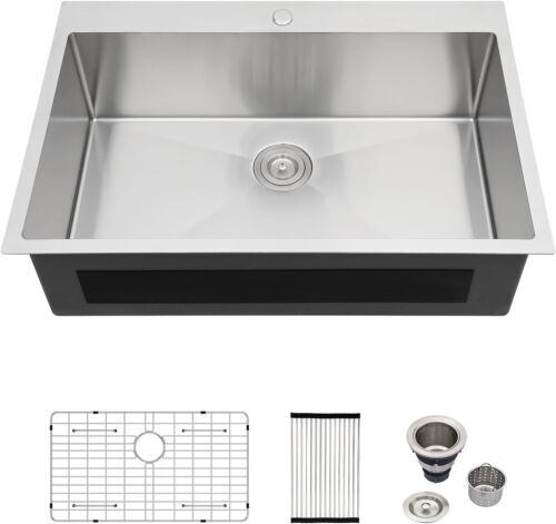 33 Drop In Kitchen Sink - Logmey 33x22 Inches 33"x22"x9", Stainless Steel 海外 即決_33 Drop In Kitchen 1