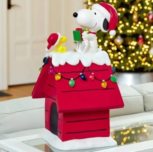 Christmas Peanuts Snoopy and Woodstock On Lighted LED Dog House 海外 即決_Christmas Peanuts 3