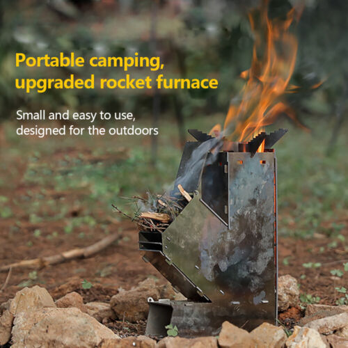 Portable Collapsible Camping Stove Wood Burn Stainless Steel Rocket Outdoor 海外 即決_Portable Collapsib 5