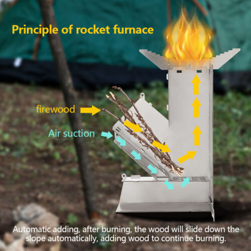 Portable Collapsible Camping Stove Wood Burn Stainless Steel Rocket Outdoor 海外 即決_Portable Collapsib 7
