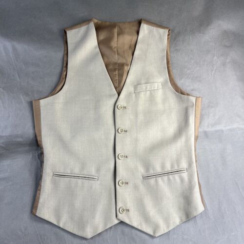 Dress Suit Vest 36 Beige Mens Button Up Casual Used A7 海外 即決_Dress Suit Vest 36 1