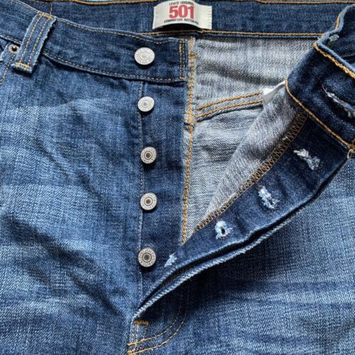 Levis Original 501 Straight Leg Button Fly Mes Blue Denim Medium Wash 36x30 海外 即決_Levis Original 501 3