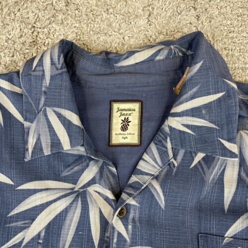 Jamaica Jaxx Men's 100% Silk Hawaiian Camp Shirt XXL Short Sleeve Leaf Print VTG 海外 即決_Jamaica Jaxx Mens 2