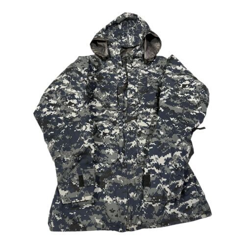 US Navy Working Uniform Parka Blue Digital Camo Gore-Tex Hood Sz Small Reg 海外 即決_US Navy Working Un 1