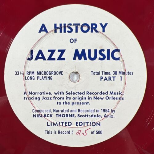 Niblack Thorne “A History of American ジャズ Music” RARE 25/500 LP/レッド / バイナル 1954 海外 即決_Niblack Thorne “A 3