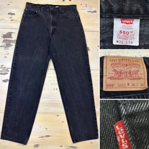 LEVIS 550 Vtg 80s-90s Black Tapered Relaxed Made In USA Jeans, Fits Mens 36 x 32 海外 即決_LEVIS 550 Vtg 80s- 1