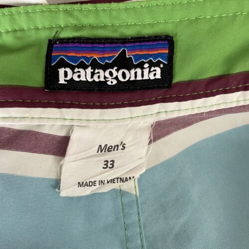 PATAGONIA Board Shorts Mens 33 x 9 Striped Wavefarer Nylon Blue Green Swim Trunk 海外 即決_PATAGONIA Board Sh 6