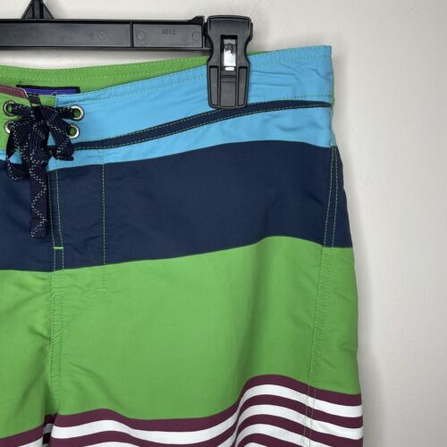 PATAGONIA Board Shorts Mens 33 x 9 Striped Wavefarer Nylon Blue Green Swim Trunk 海外 即決_PATAGONIA Board Sh 2