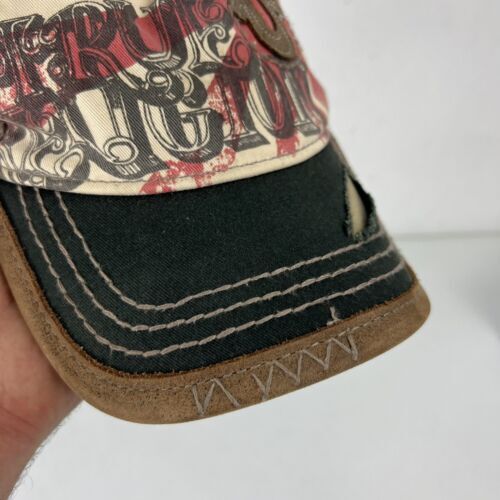 Vtg True Religion Brand Distressed StrapBack Trucker Hat RARE Vintage Leather 海外 即決_Vtg True Religion 2