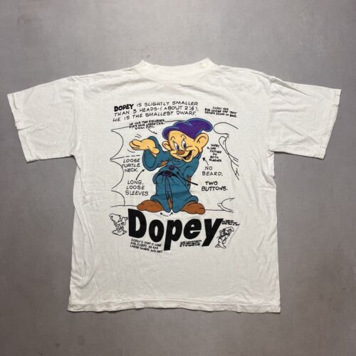 Vintage 90s Dopey Snow White Dwarf Single Stitch T Shirt 海外 即決