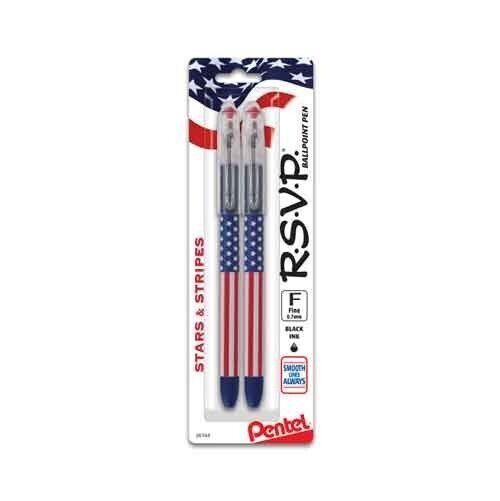 Pentel RSVP Ball Point Pen 0.7mm Fine Capped American Flag 2/Pk Office School 海外 即決_Pentel RSVP Ball P 1
