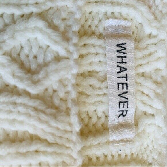 RARE ONE OF A KIND- WHATEVER Cream Cable knit Sweater With Denim Patch Sleeves 海外 即決_RARE ONE OF A KIND 7