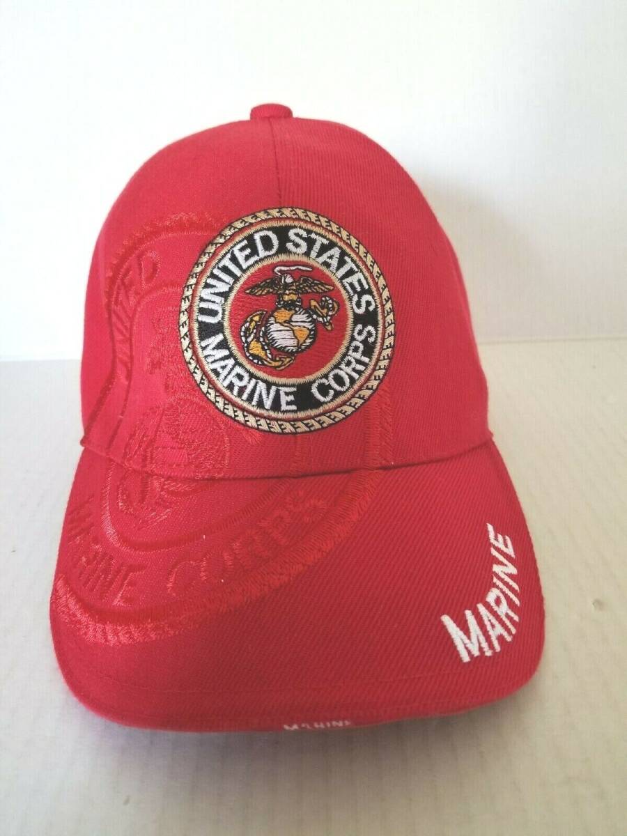 Fantastic Red Embroidered US Marine Corps Ball Cap Hat Acrylic Fastener back 海外 即決_Fantastic Red Embr 3