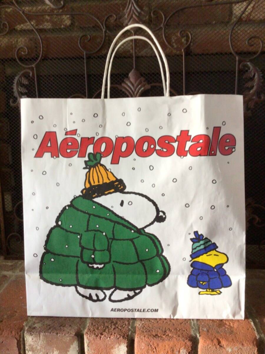 New Large Size Snoopy & Woodstock Aeropostale Paper Shopping Bag Peanuts 2023 海外 即決_New Large Size Sno 5