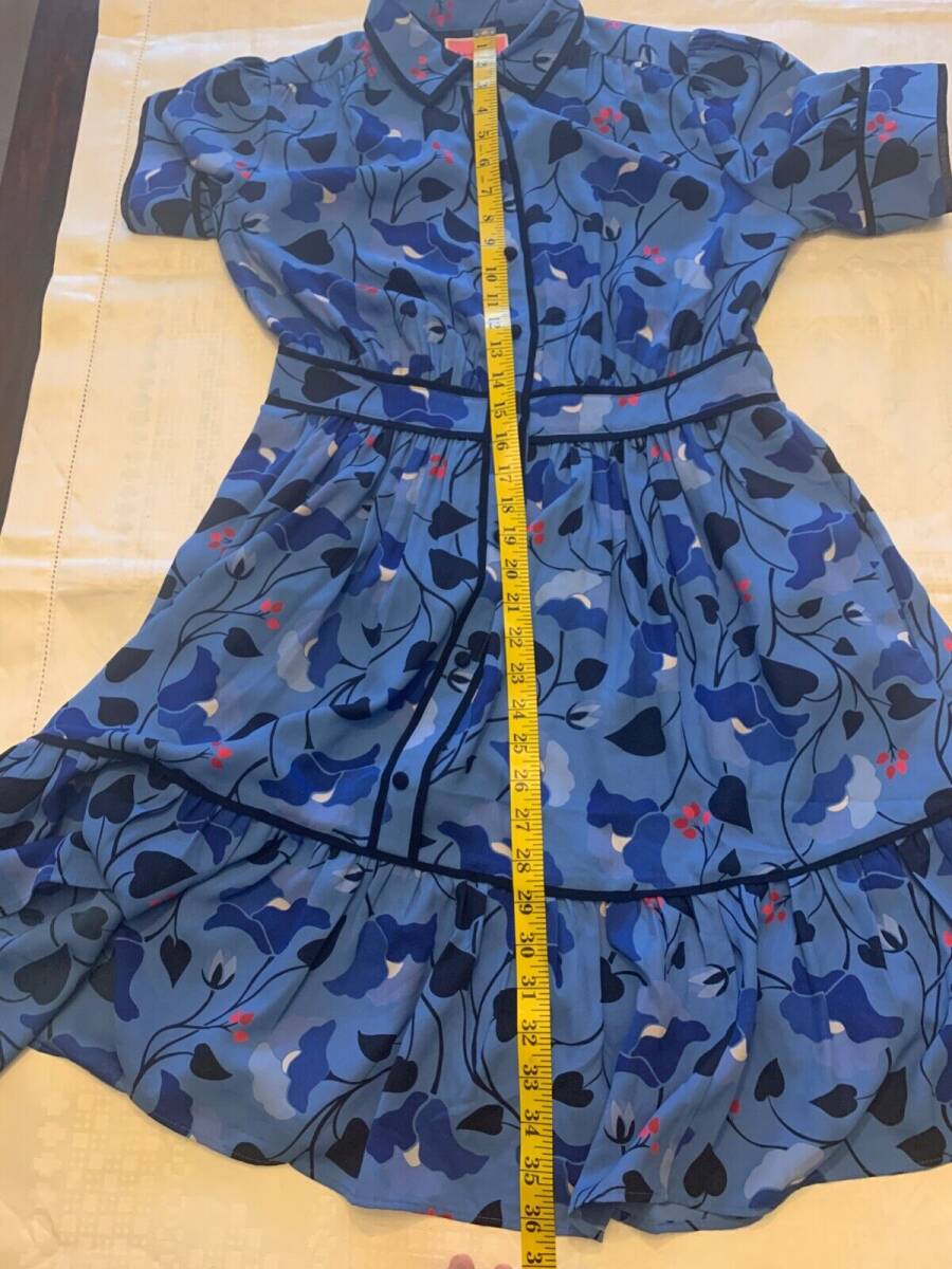 Kate Spade Blue Fluid Floral Button Up Short Sleeve Dress sz. 8 海外 即決_Kate Spade Blue 8