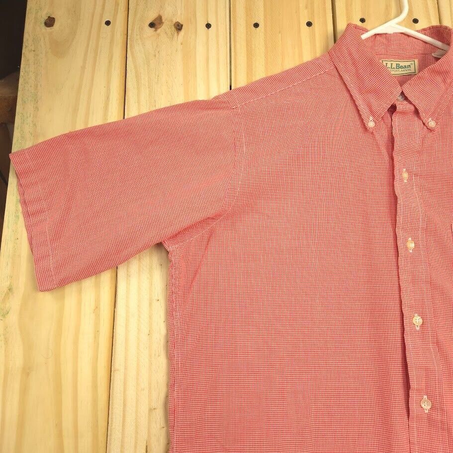 VTG L.L. Bean Check Plaid Button Shirt Adult Large 16-16.5 USA Mens Red 海外 即決_VTG L.L. Bean Chec 6