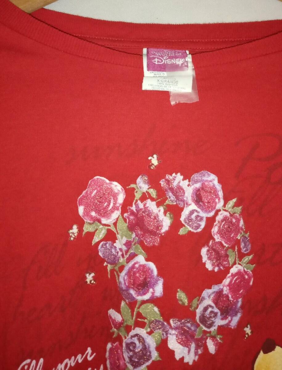Disney T Shirt XL Vintage Women's 100% Cotton Red Multicolor Free Shipping 海外 即決_Disney T Shirt XL 9