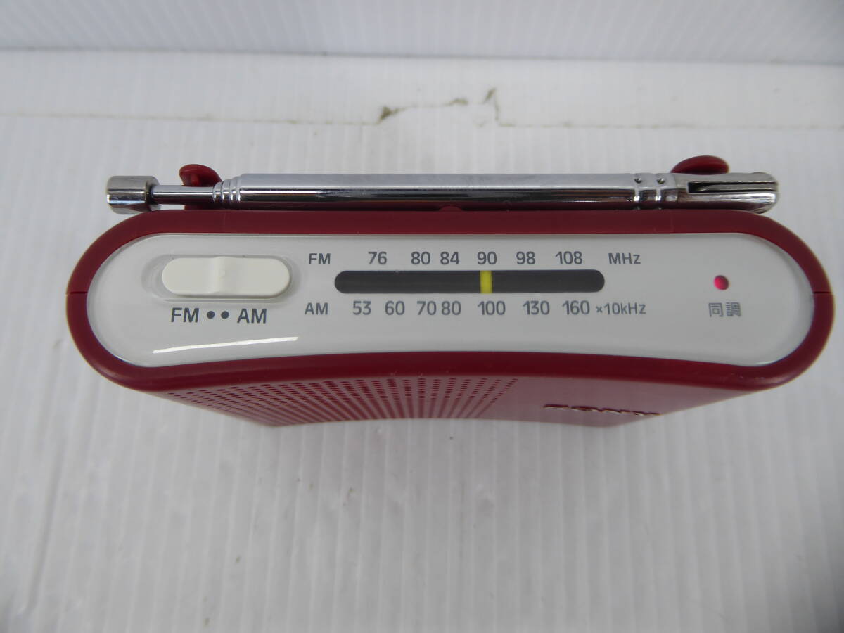 **SONY wide FM correspondence FM/AM compact radio ICF-51 red operation goods freebie new goods with battery **