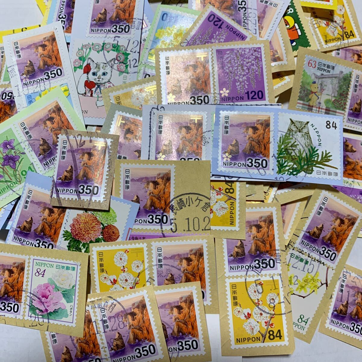 日本普通切手使用済み　350円　 三陸復興国立公園　紙付き　100枚　_画像1